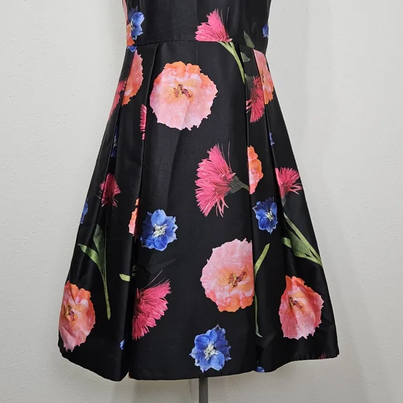 Carolina Herrera Floral Silk-Blend Mikado A-Line Cocktail Dress Size 10 - Picture 6 of 13